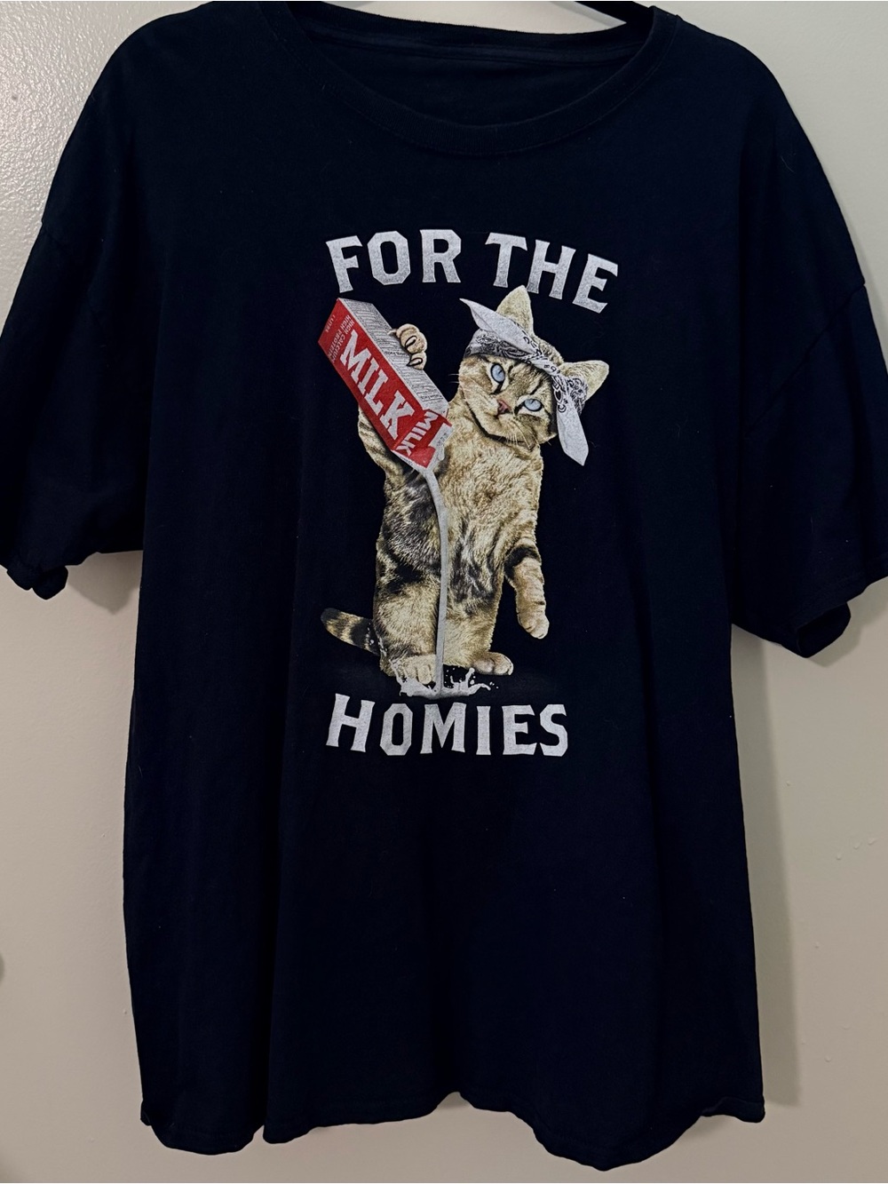 Cat Graphic Tee - Black "For The Homies" Milk Design